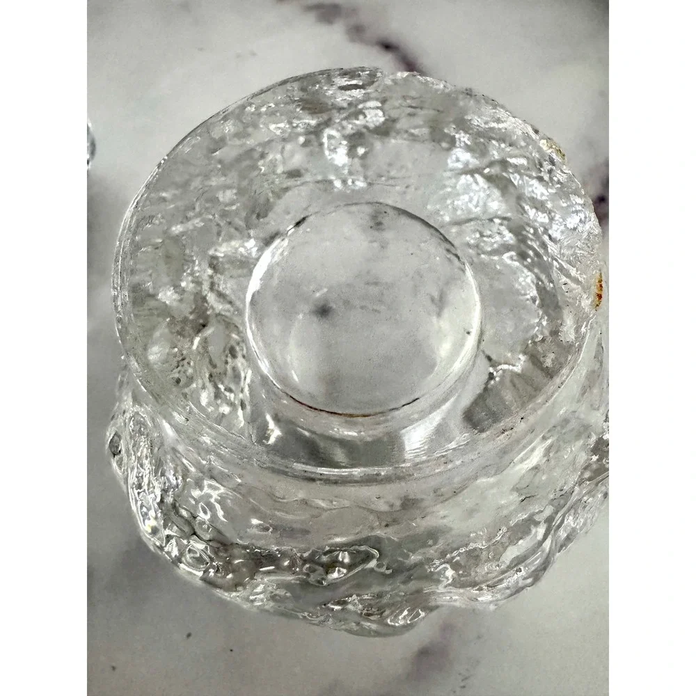 Kosta Boda Snowball Votive Candle Holders Set of 2 Ann Warff Swedish Glass Clear